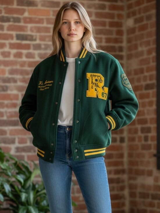 Polo Ralph Lauren Jackets & Blazers - NWT Polo Ralph Lauren Women's Green RL Tigers ’67 Letterman Jacket | Size Large